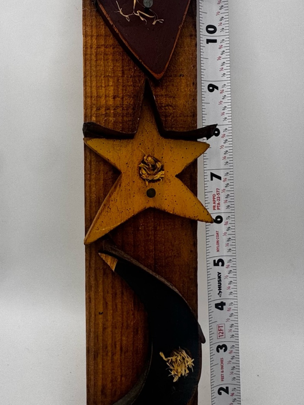 Wooden Heart-Star-Moon Wall Decor - Rustic Brown, Yellow, Black - Picture 4 of 5